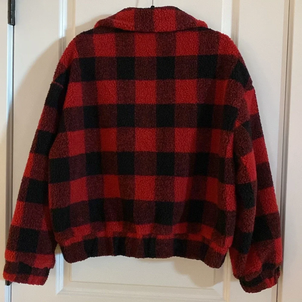 Flannel Fleece Zip Up Bomber Jacket NWOT Women’s Small